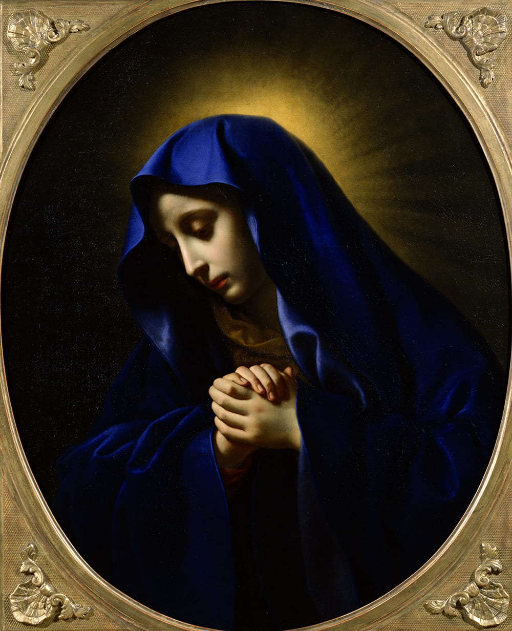 Oil on canvas painting by Carlo Dolci circa 1655, 'Our Lady of Sorrows' showing a sorrowful Madonna with clasped hands