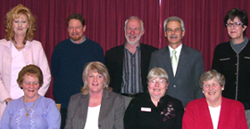 Professor Goulter (rear, second right) with recipients of 20 and 30-year CSU service medals on Bathurst Campus.
