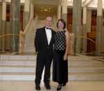 CSU&rsquo;s Associate Professor Gary Luck and Professor Sharynne McLeod, ARC Future Fellows, at the Prime Minister's Science Prizes Dinner in the Great Hall at Parliament House in Canberra.