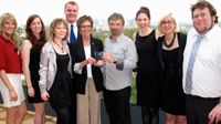 (L-R) Asha Schulz, Claire Crennan, Missy Dempsey, Chris Colter, Anne Llewellynn (CSU Faculty Advisor, Acting Course Coordinator, Advertising), Michael Agzarian (2nd CSU Faculty Advisor, Course Coordinator Graphic Design), Philippa Gray, Sophie Carrad, Ryan George.