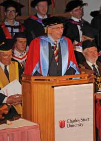 Dr Hugh Mackay at the CSU graduation in Wagga Wagga on Tuesday 11 December 2012. 