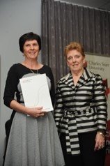 CSU'S Mrs Kristina Griffin and new scholarshop donor Mrs Marie Wood.