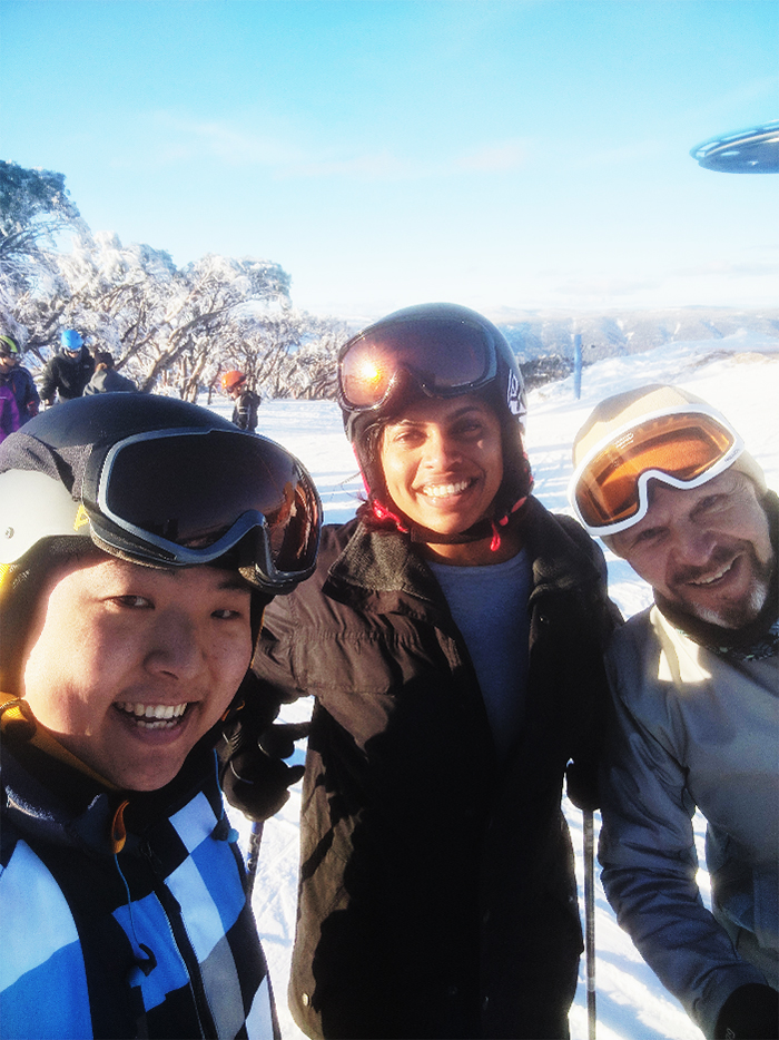 James, Shiwangni and Chris hit the slopes