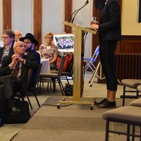 Chair Dr Meredith Lake introducing the Interfaith Panel discussion on the conference theme ‘Changing Cultures of Ageing and Spirituality’on Wednesday 30 October. Photograph by Sarah Stitt