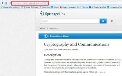 screen sample of the SpringerLink website with the address bar URL highlighted