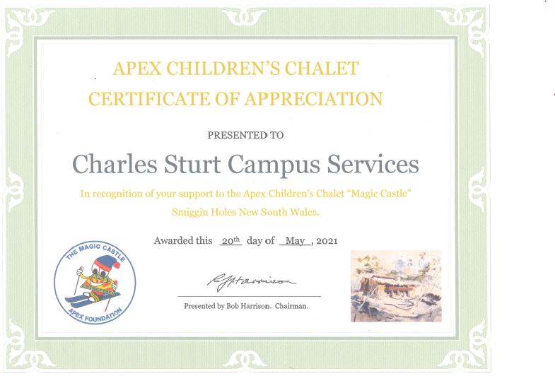 Apex Certificate of Appreciation