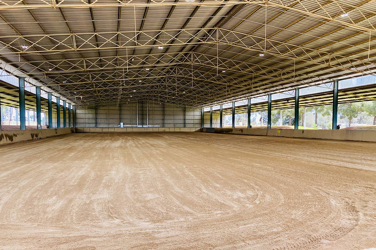 Long view down the indoor arena