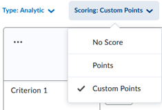 Selecting scoring type for your rubric