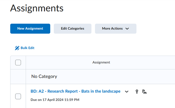 Selecting an assessment to view