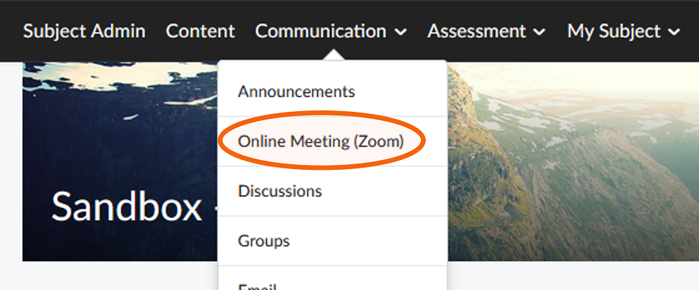 Access Zoom via the communication tab