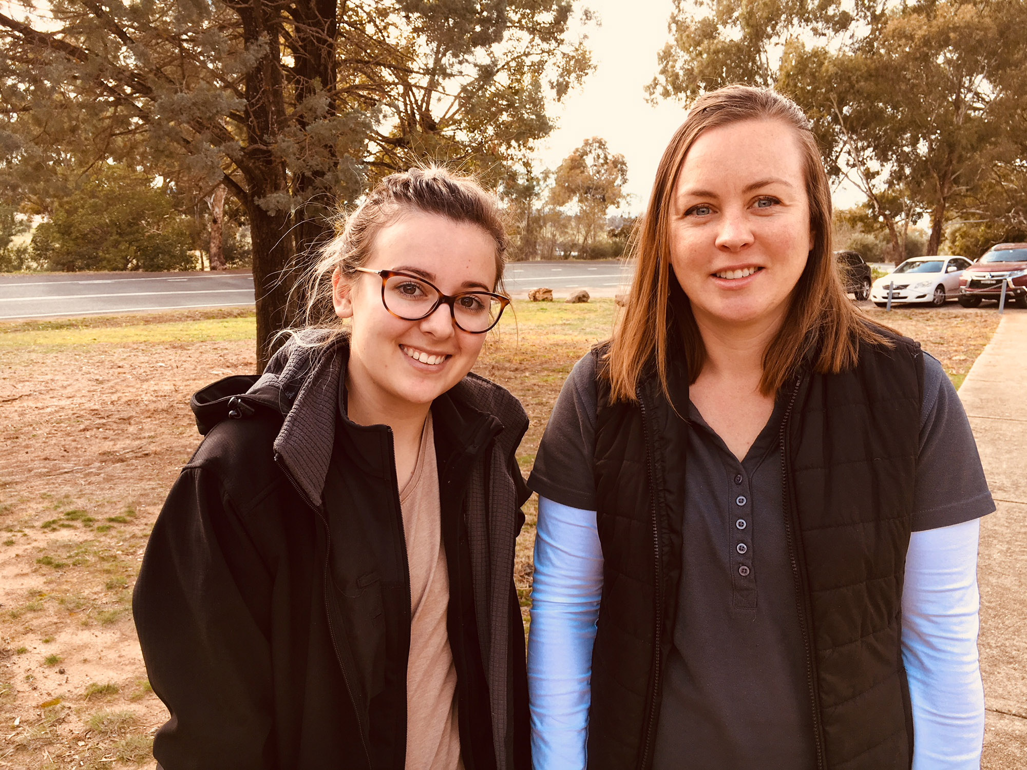 Volunteer biodiversity monitors at Wagga Wagga Kirra Molony, with Tina de Jong