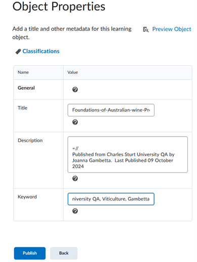 Edit the metadata and click publish