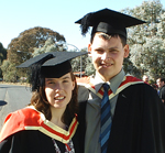 Bachelor of Computer Studies (Games Technology) graduates Donna Trim and Leigh McCulloch