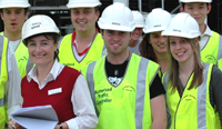 Victoria Jackson (in red vest) with CSU project management students at the Bathurst Aquatic Centre construction site.