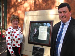 Mrs June Bowen and her son Ken remembered their husband and father, John Bowen, at the naming ceremony at CSU at Wagga Wagga on Friday 24 October.