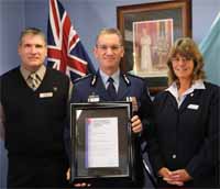 L to R: CSU lecturer Mr Paul Cimino, Commissioner of the NSW Police Force, Mr Andrew Scipione, APM, and Head of the CSU School of Policing Studies, Associate Professor Rosemary Woolston.