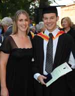 Veterinary science graduate Dr Greg Dale with his wife Susan at the graduation ceremony at CSU in Wagga Wagga on Friday 1 April. 
