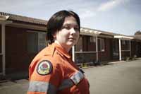 CSU student Ms Natasha Gow who joined the SES after her experience in the 2010 floods in Wagga Wagga. Photo by Ms Kate Lewis. 