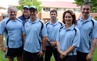 Ruby advisers with CSU lecturers Dr Matt Winslade (centre rear) and Dr Eric Drinkwater (right).