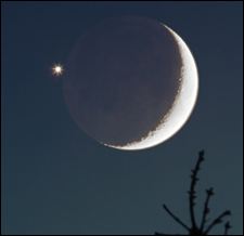 Crescent moon with Venus