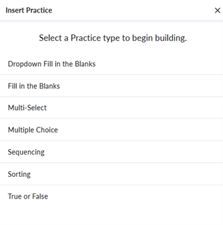 insert practice options