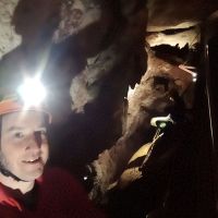 Our engineer inspecting the cave structure.