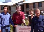 From left: Mr Noungthong Sihanath, Livestock and Fisheries Extension Centre, Lao PDR; ILWS Director Professor Allan Curtis; ACIAR Project Leader CSU's Dr Joanne Millar; and Dr Tienne Vannasouk, National Agriculture and Forestry Extension Service, Lao PDR.