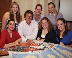 CSU advertising lecturer Rod McCullock (middle) surrounded by CSu student and winning members of the Kaluju Blue team. Photo: Frank Colzato