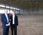 US Consul General Judith Fergin with Head of Wagga Wagga Campus Professor David Green at the CSU Equine Centre. 
