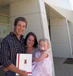 CSU veterinary science student Alistair Grant from Orange celebrated his scholarship with partner Vanessa Conlin and their daughter Chloe Grant. 