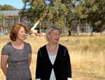Architect Ms Vicki Rushton (left) inspects the progress of oral health therapy buildings at CSU at Wagga Wagga with Associate Head of the CSU School of Dentistry and Health Sciences Ms Sue McAlpin at the end of 2008. 