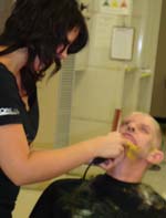 Mr Ian Hamilton from CSU gives up his hair in aid of the Leukaemia Foundation. 