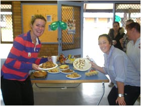 CSU Residential Advisors from Bathurst, Ms Kat Bruyn and Ms Shell Perry showing off their culinary delights. 