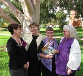 Celebrating International Midwifery Day was (from left) CSU midwifery academic Ms Pam Shackleton, Dr Joanne Gray from UTS, author and midwife Dr Mavis Gaff-Smith and CSU midwifery academic Dr Elaine Dietsch.
