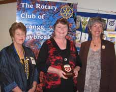 Left to right: Rotary President Jill Everett, Dr  Maree Donna Simpson, Rotarian Sue Moffat who nominated Maree for the award.