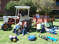 Paramedics students at a recent trauma simulation exercise at CSU in Bathurst.