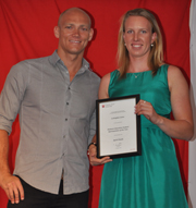 Former Olympian Michael Klim and CSU student Ms Jo Brigden-Jones at the annual Blues Ball at CSU in Bathurst 
