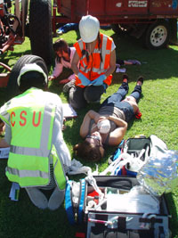 CSU paramedic students in a simulated exercise