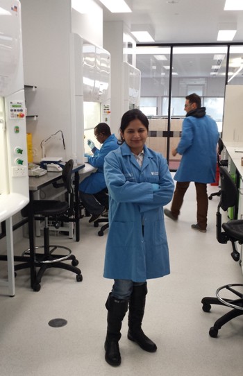 PhD student Ms Saira Hussain in the National Life Sciences Hub at CSU