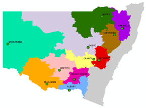 Map of school districts in NSW