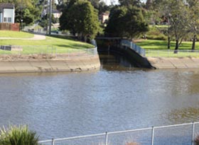 concreted river bank