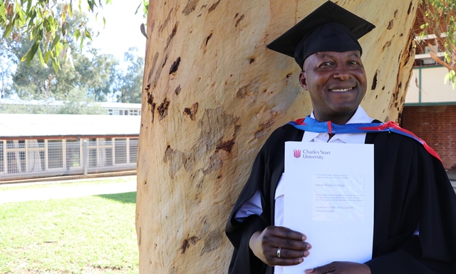 Mr James Githinji at CSU in Wagga Wagga.