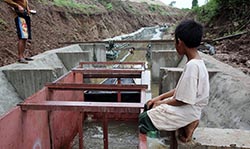 Lao child watches fishway