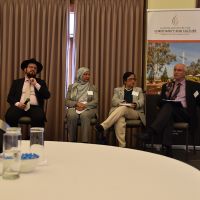 Rabbi Shmueli Feldman speaking at the Interfaith Panel  discussion on the conference theme ‘Changing Cultures of Ageing and Spirituality’. Photograph by Sarah Stitt