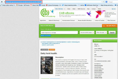 screen sample of the CAB website with the address bar URL highlighted