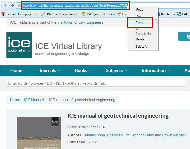 screen sample of the ICE website with the address bar URL highlighted