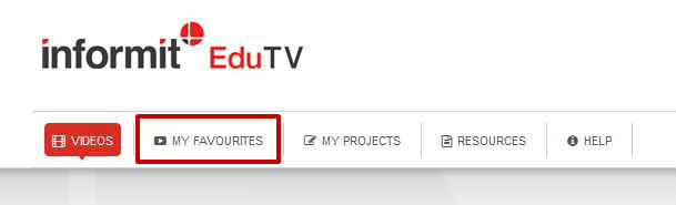 screen sample of the Informit EduTV website with the 'My Favourites' tab highlighted