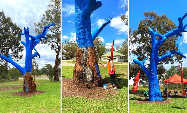 There’s more to this blue tree than meets the eye 