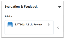 View of an attached rubric in an assessment item