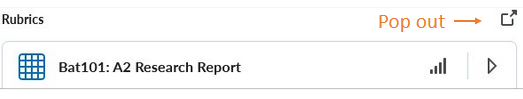 Accessing the pop out function for marking rubrics